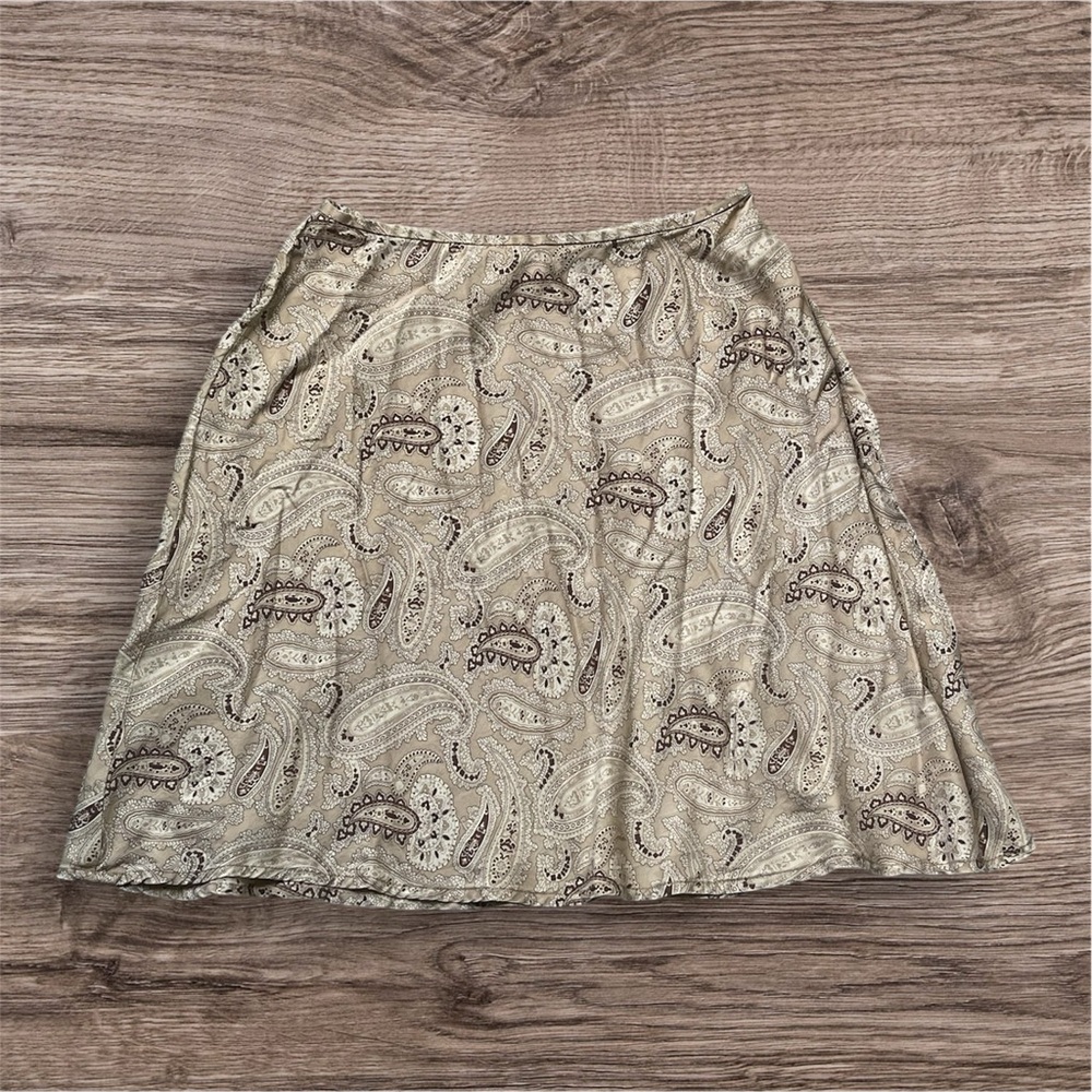 Casual Corner Silk Paisley A-Line Skirt Size 10